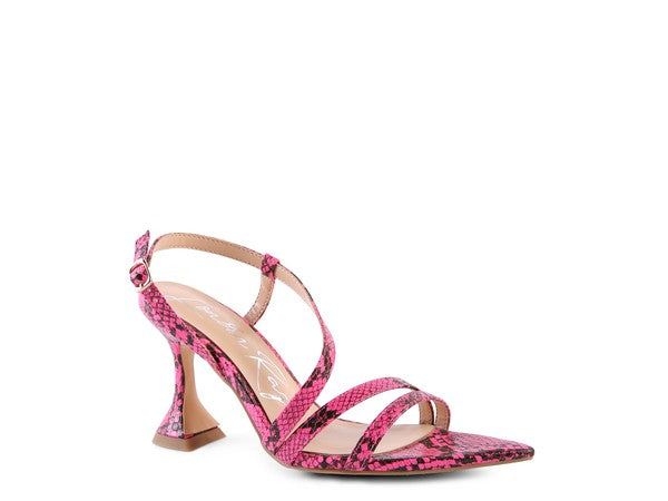 Snake Print Spool Heel Sandals