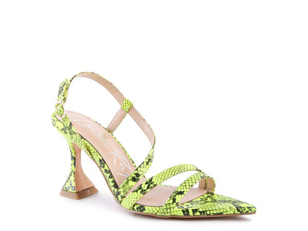 Snake Print Spool Heel Sandals