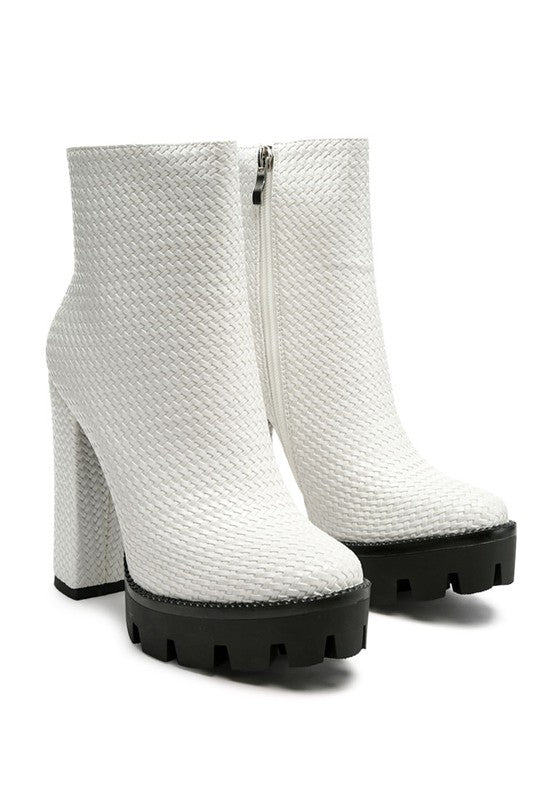 Textured Block Heeled Boots