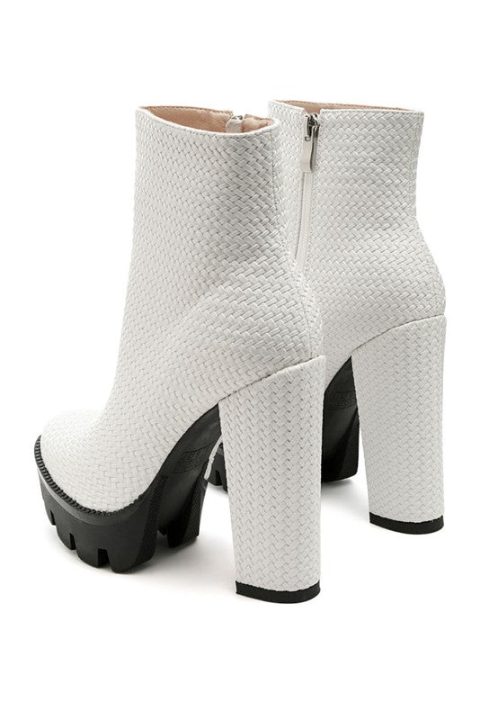 Textured Block Heeled Boots