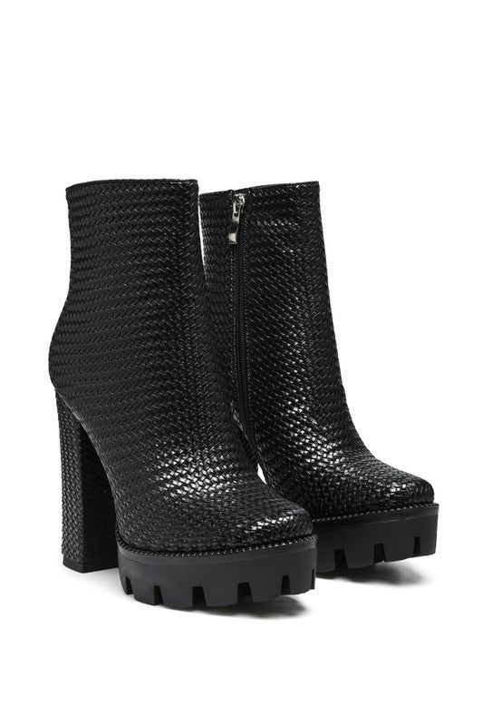 Textured Block Heeled Boots