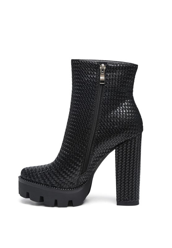 Textured Block Heeled Boots