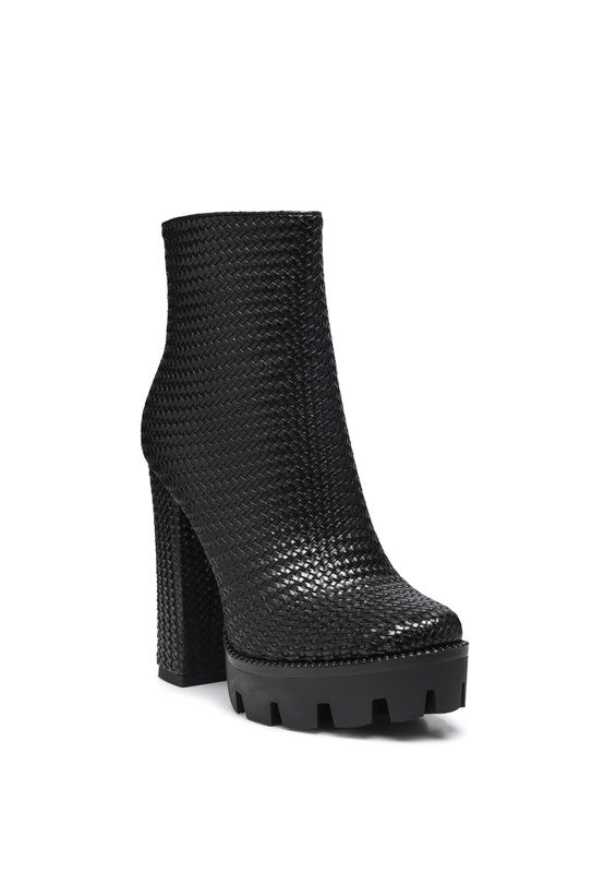 Textured Block Heeled Boots