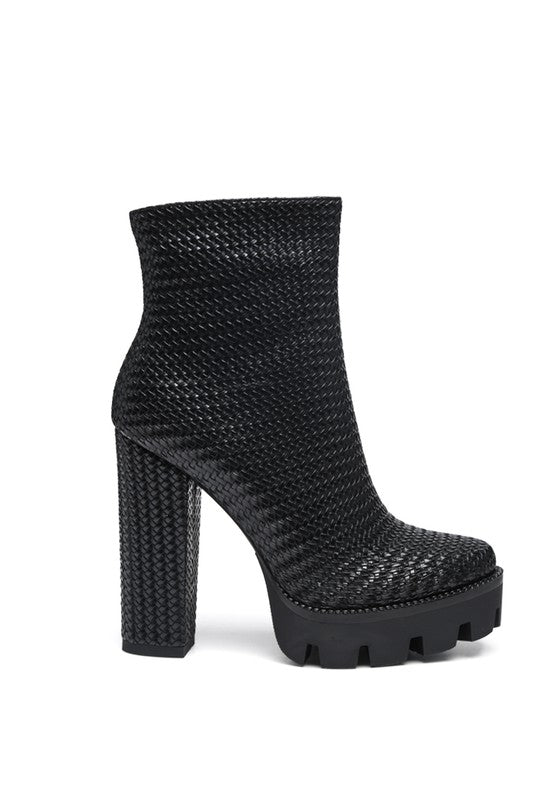 Textured Block Heeled Boots