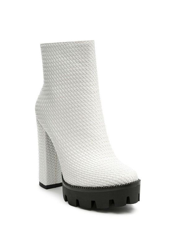 Textured Block Heeled Boots