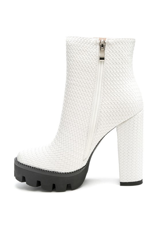 Textured Block Heeled Boots