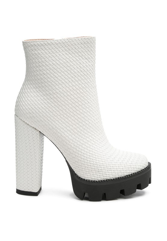 Textured Block Heeled Boots