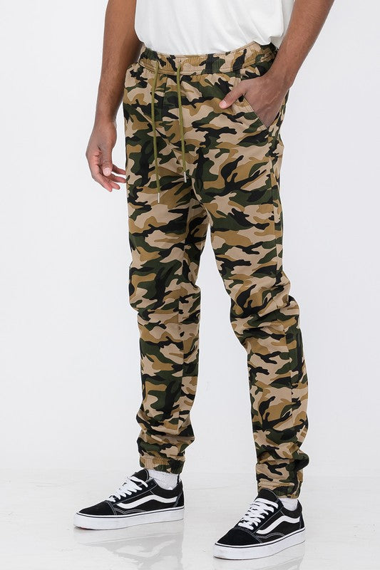 Mens Solid Stretch Cargo Jogger