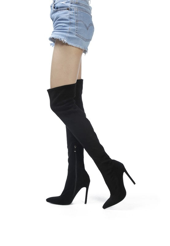 Stretch Thigh High Stiletto Boots