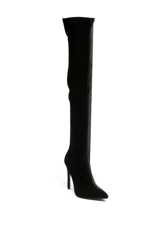 Stretch Thigh High Stiletto Boots