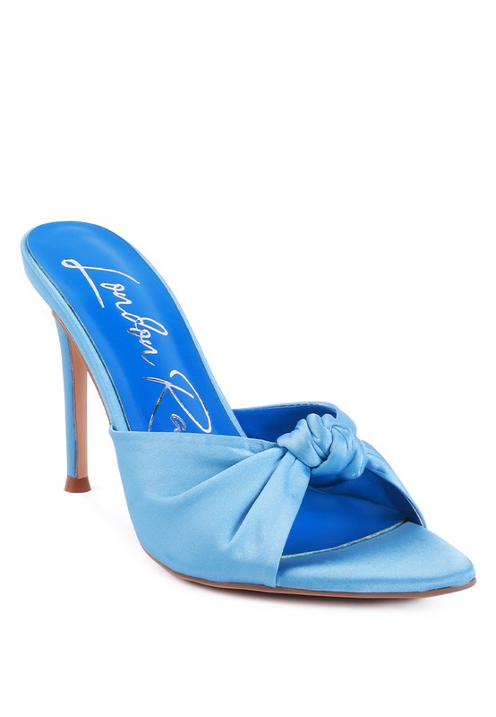 SATIN KNOT HIGH HEELED SANDALS