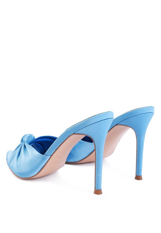 SATIN KNOT HIGH HEELED SANDALS