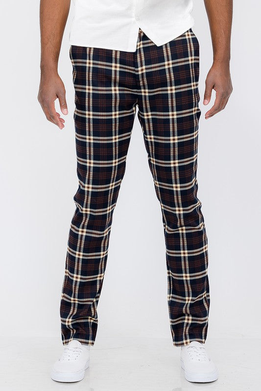 Navy/Beige Plaid Trouser Pants