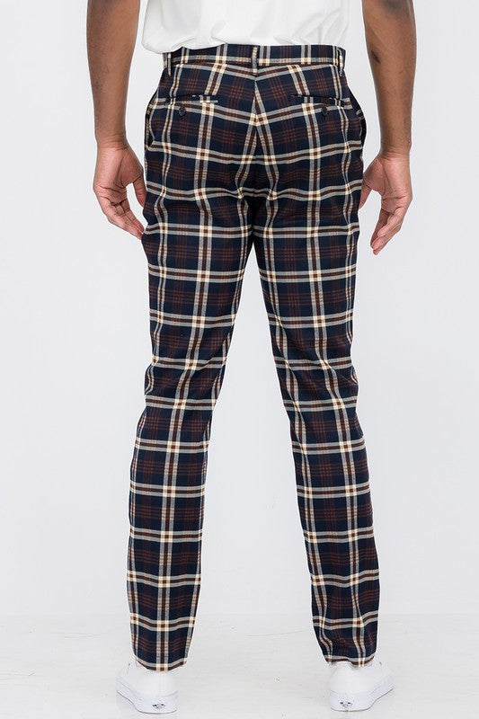 Navy/Beige Plaid Trouser Pants