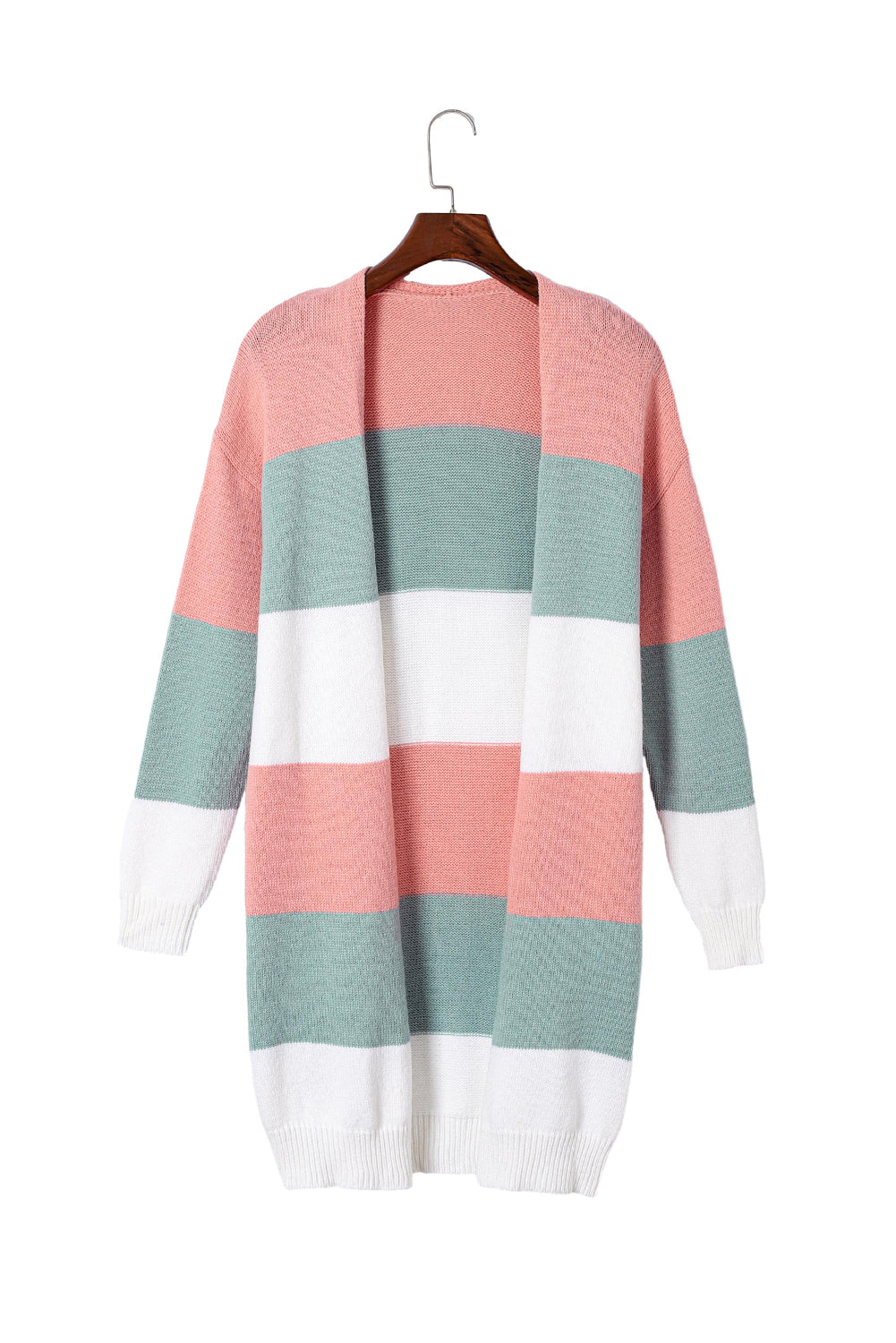 Green Colorblock Striped Cardigan