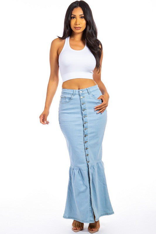 Mermaid Style Denim Maxi