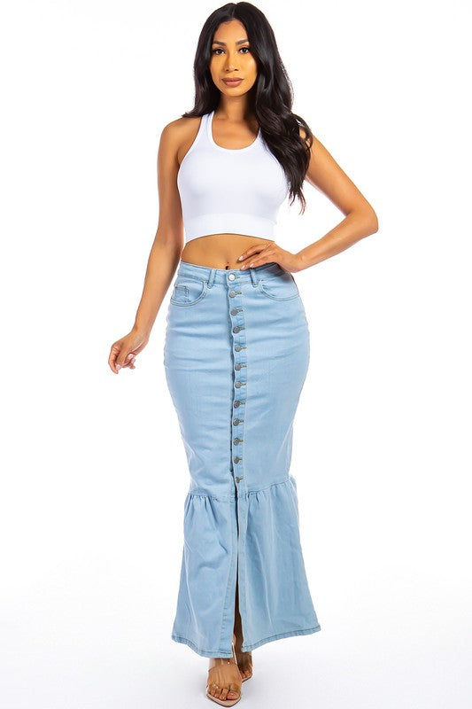 Mermaid Style Denim Maxi