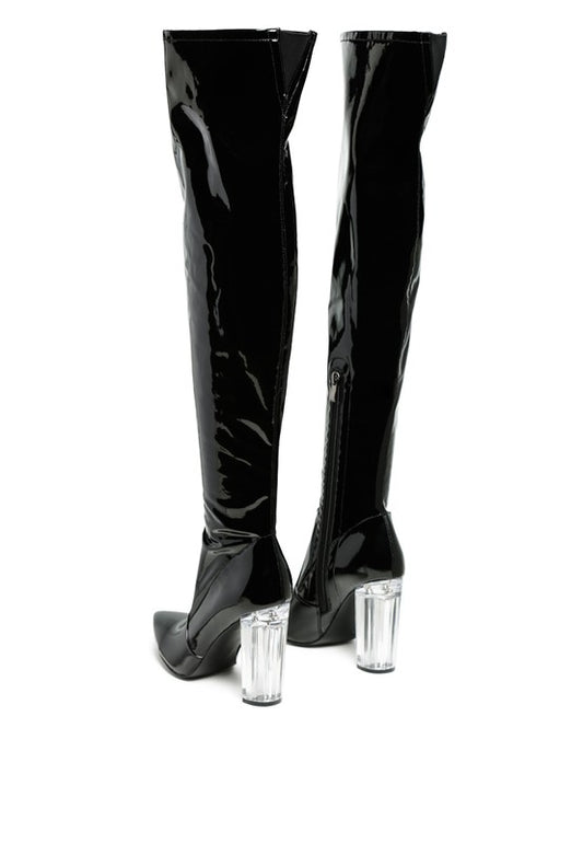 Thigh High Boots In Patent PU Leather