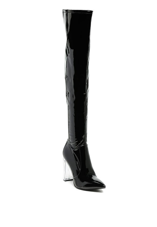 Thigh High Boots In Patent PU Leather