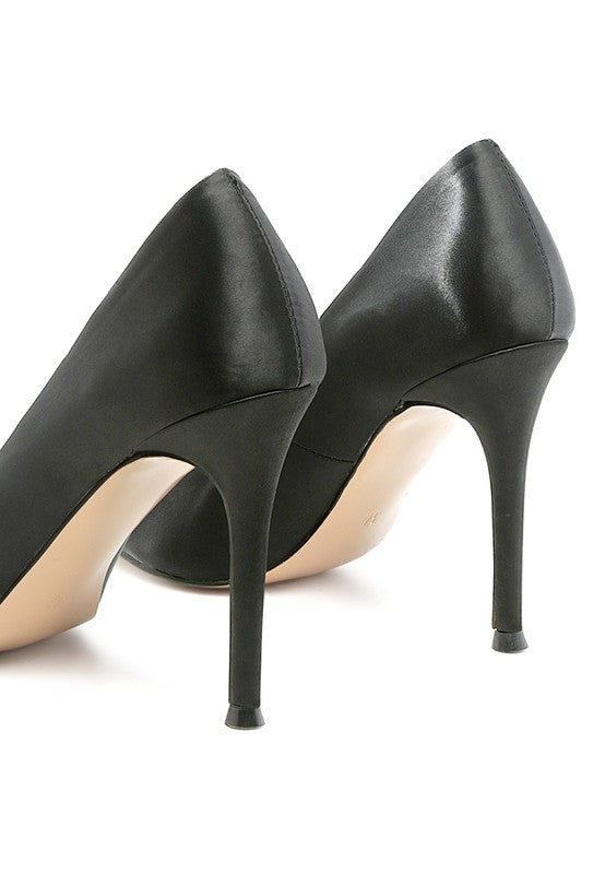 SATIN STILETTO PUMPS