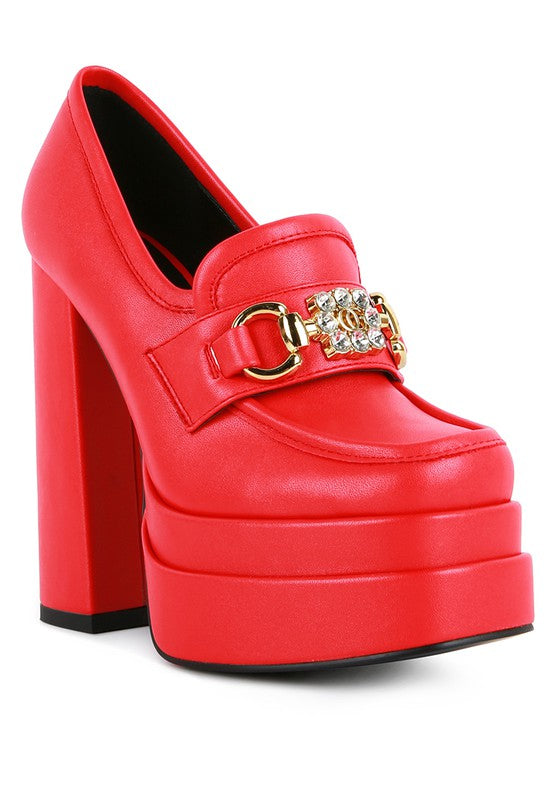 High Block Heeled Jewel Loafers