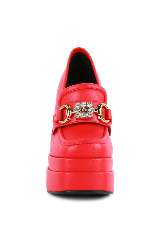 High Block Heeled Jewel Loafers