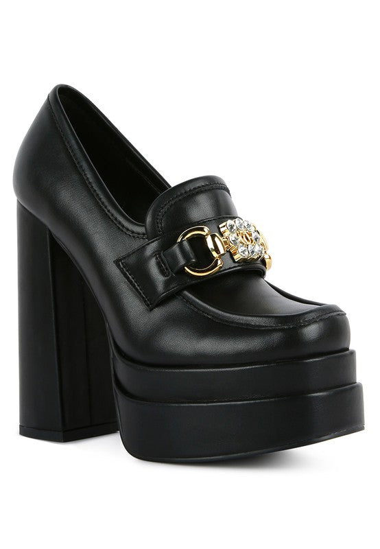 High Block Heeled Jewel Loafers