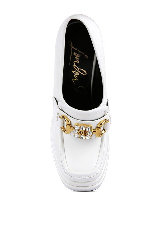 High Block Heeled Jewel Loafers