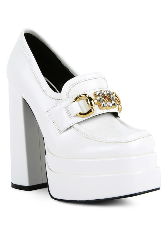 High Block Heeled Jewel Loafers