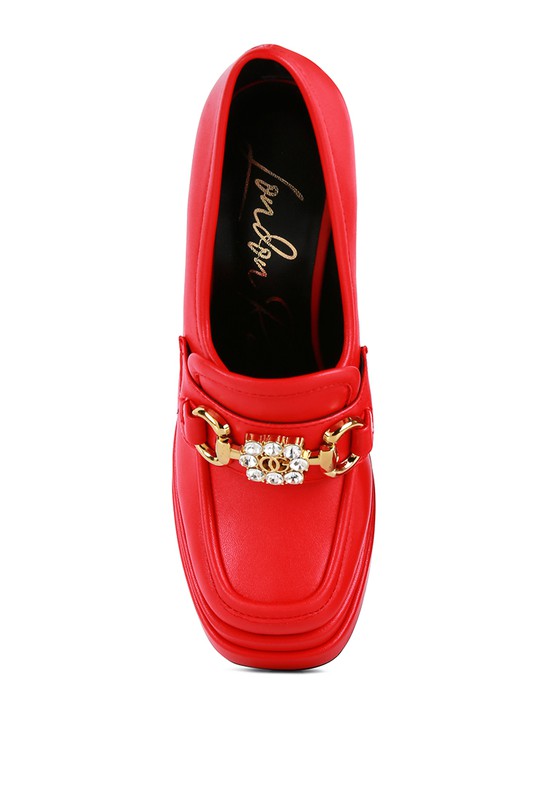 High Block Heeled Jewel Loafers