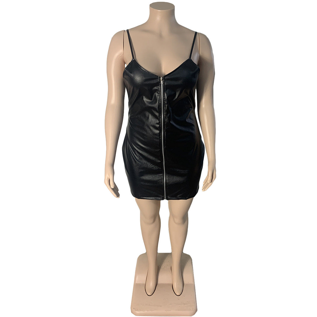 Plus Size Women's PU Leather Dress