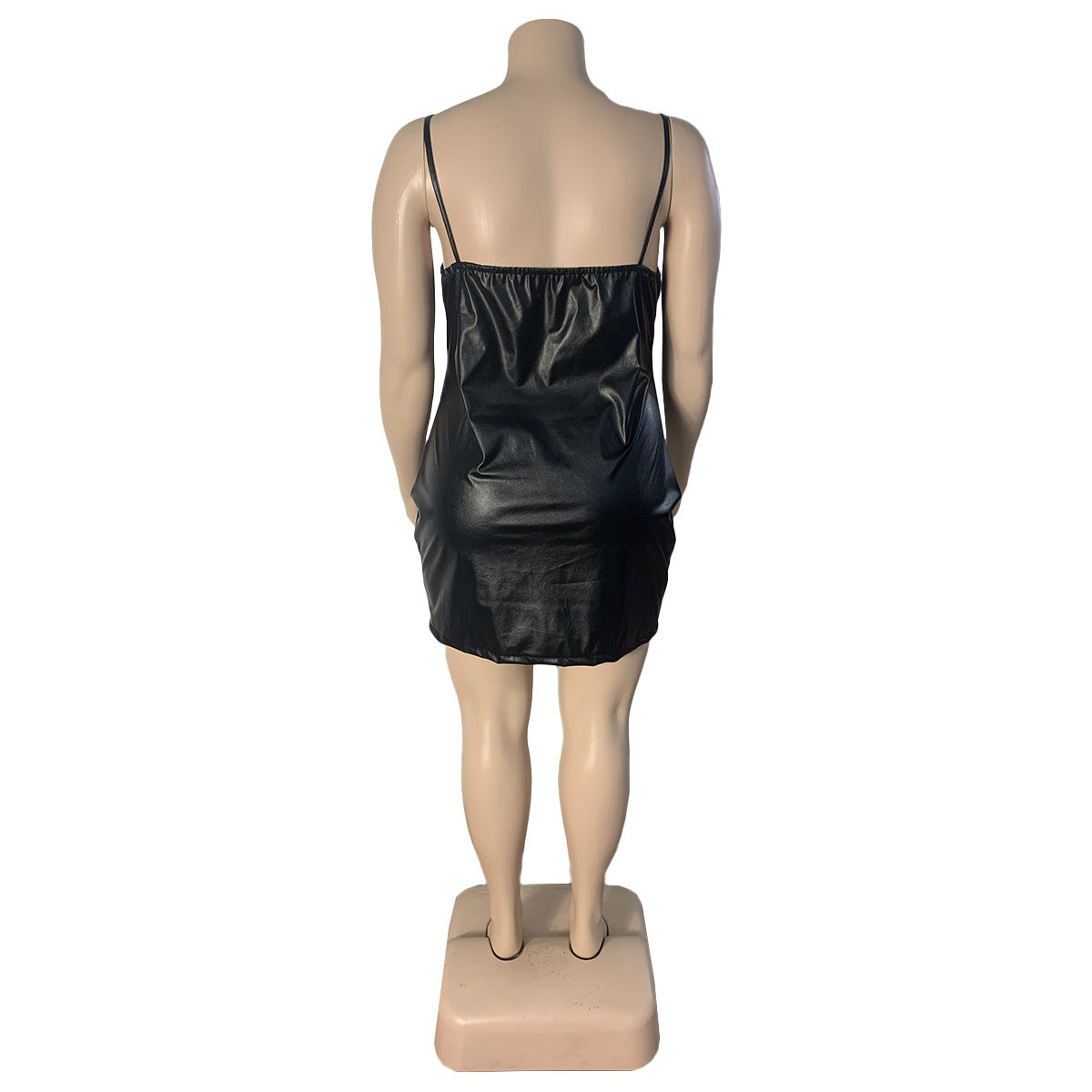 Plus Size Women's PU Leather Dress