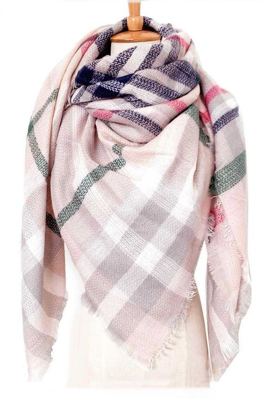 Colorful Plaid Square Blanket Scarf