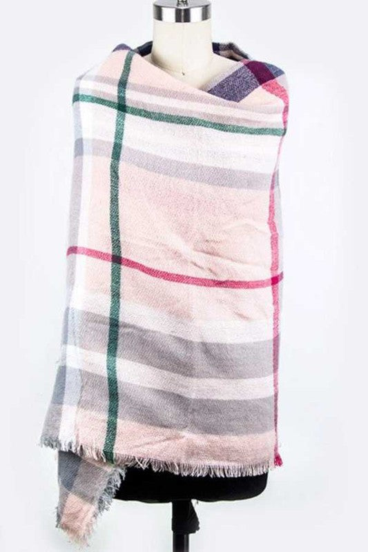 Colorful Plaid Square Blanket Scarf