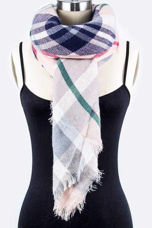 Colorful Plaid Square Blanket Scarf