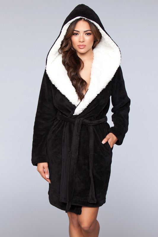 Plush Fleece Color Block Robe