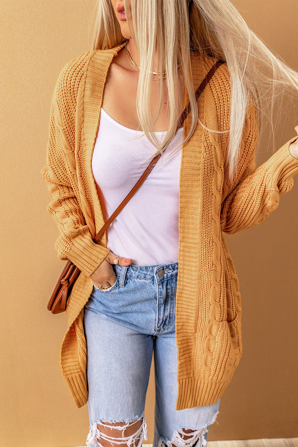 Knit Textured Long Cardigan (Up to size 4X)