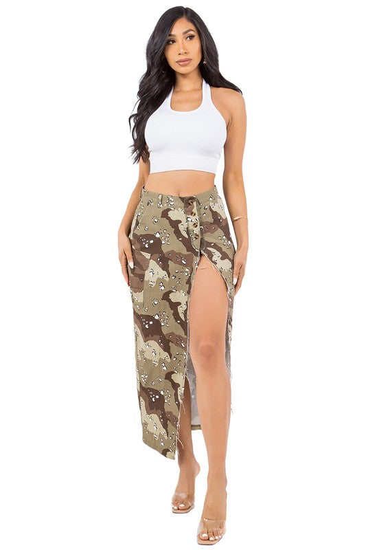 Camo Look Maxi Skirt