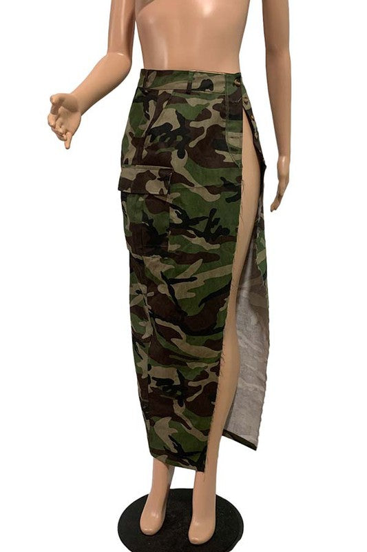 Camo Look Maxi Skirt