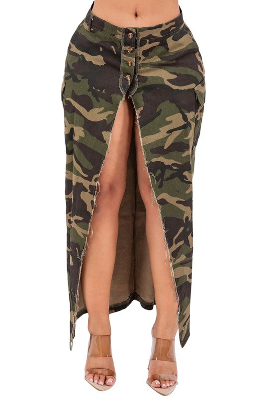 Camo Look Maxi Skirt