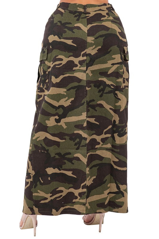 Camo Look Maxi Skirt