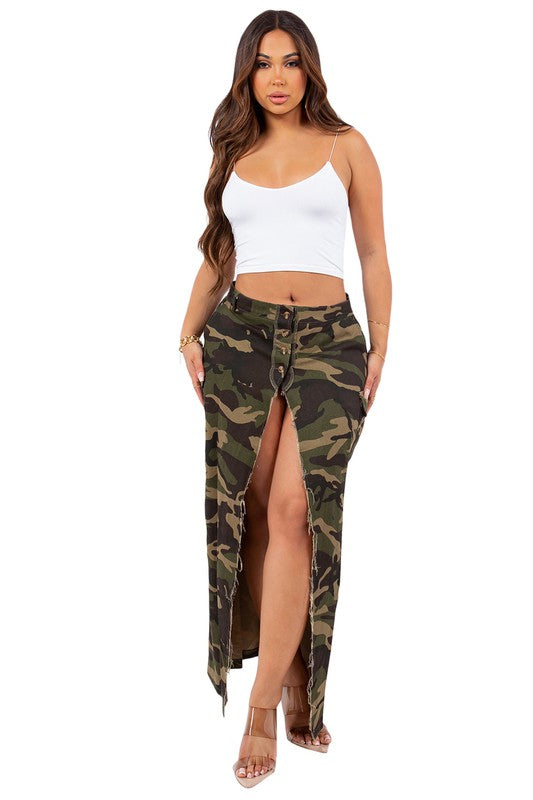 Camo Look Maxi Skirt