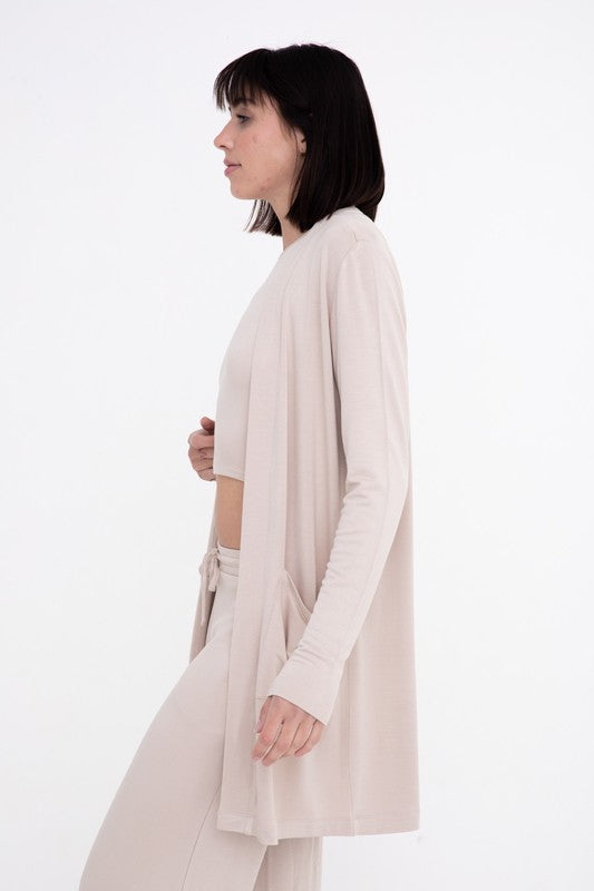 Loungey Open-Front Terry Cardigan