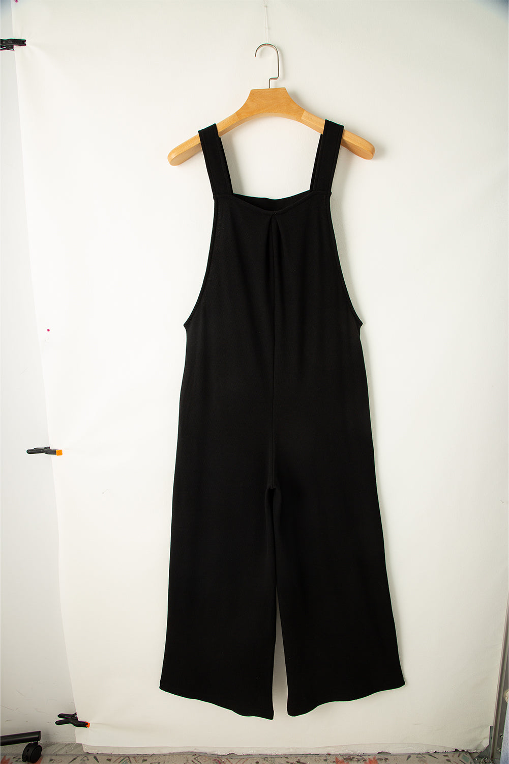 Black Textured Wide Leg Jumpsuit