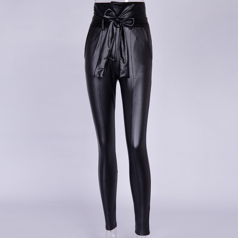 High waist Dressy pencil pants PU leather(May run small look at Size chart)