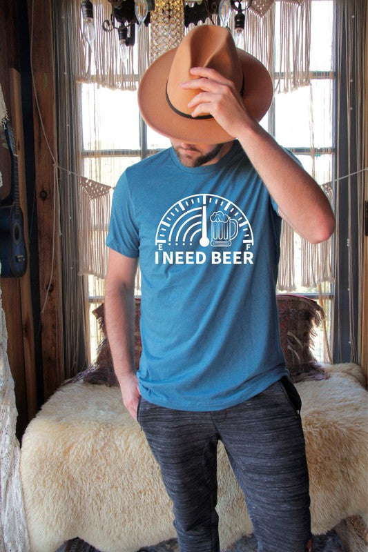 I Need Beer Crew Neck Graphic Tee