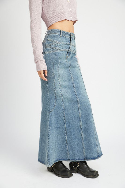 Ole School Denim Maxi Skirt