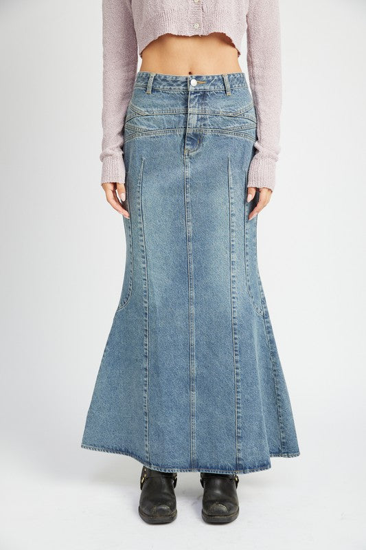 Ole School Denim Maxi Skirt