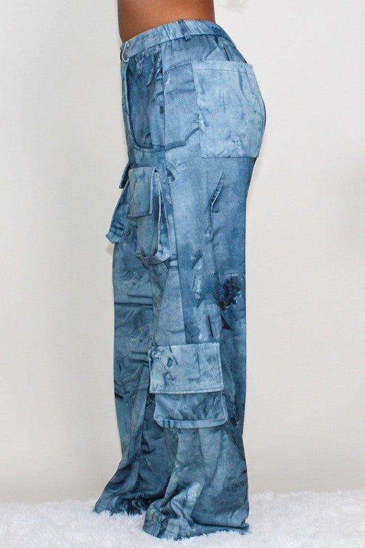 Trendy Tie Dye Cargo Jeans