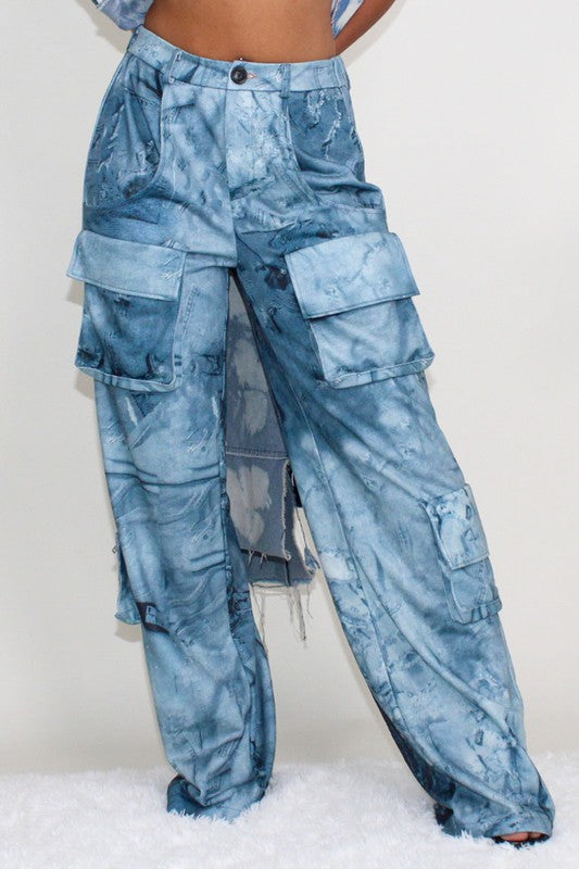 Trendy Tie Dye Cargo Jeans